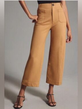 Maeve Colette High Waist Cropped Wide Leg Pant in Butterscotch - 31 Petite
